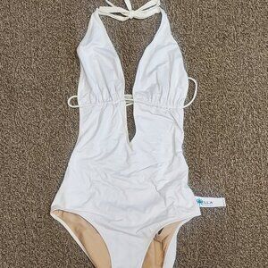 Cosabella Mare Sol One piece plunge cut out swimsuit White NWT L
